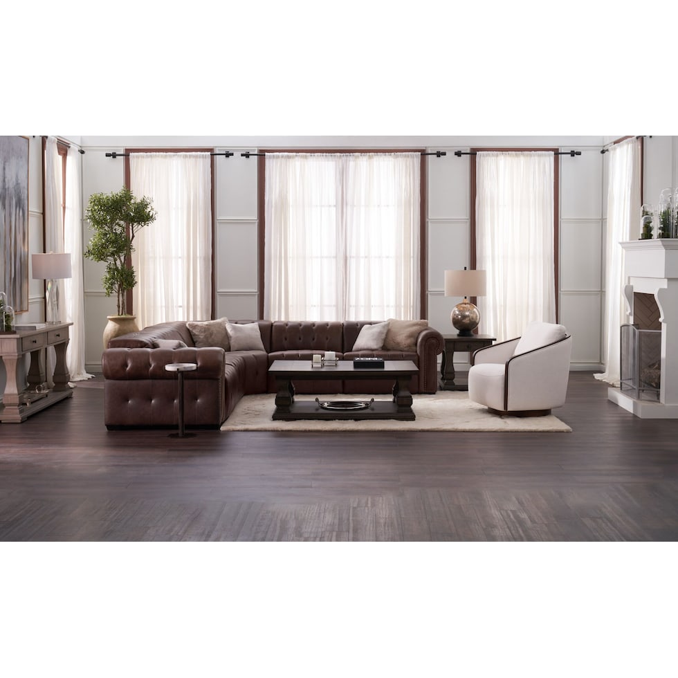 windsor park dark brown sectional   