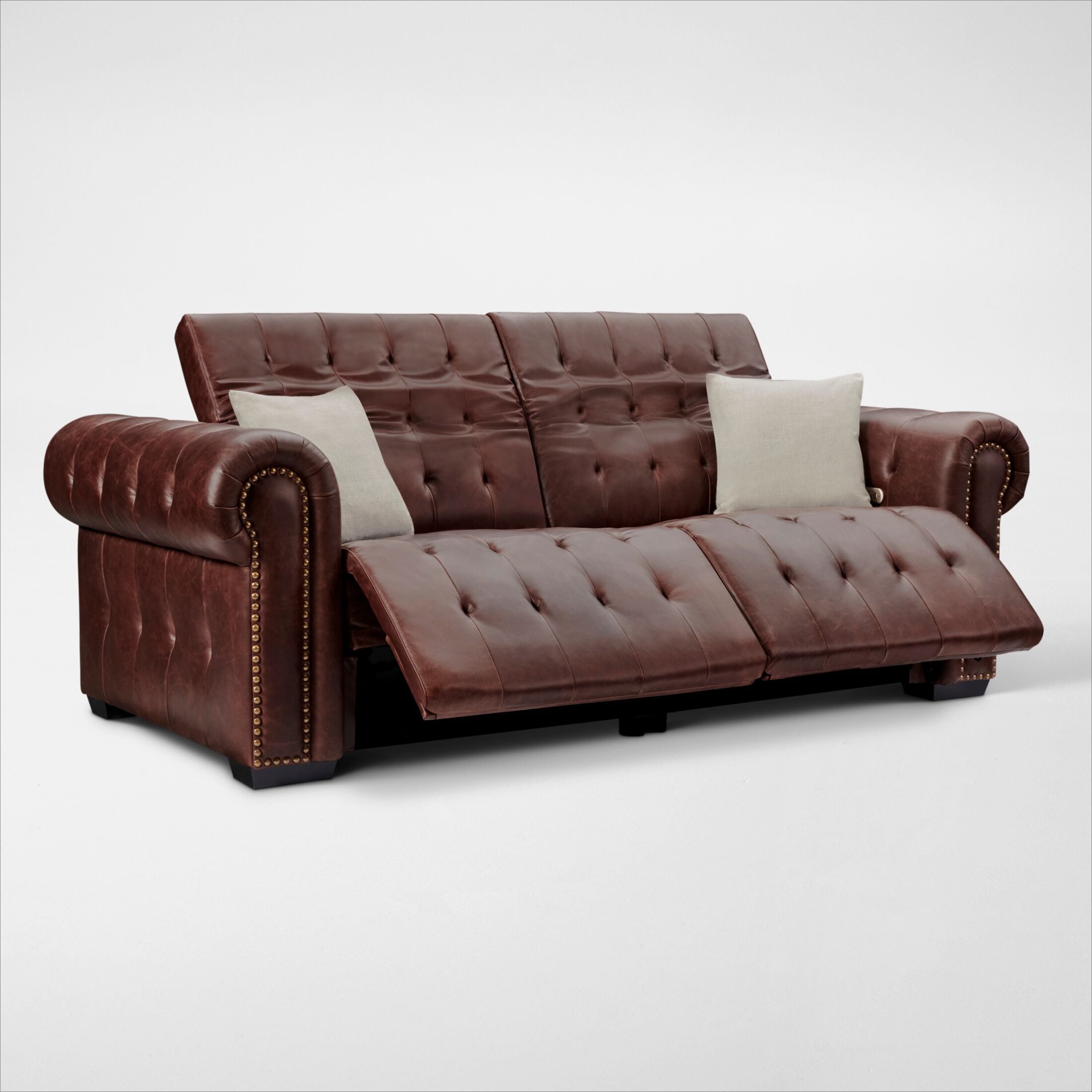 【ふわり】ダークブラウン Windsor Park 2-Piece Dual-Power Reclining Sofa - Brown | American