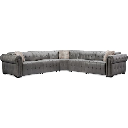 Windsor Park 5-Piece Dual- Power Reclining Sectional with 2 Reclining Seats - Gray