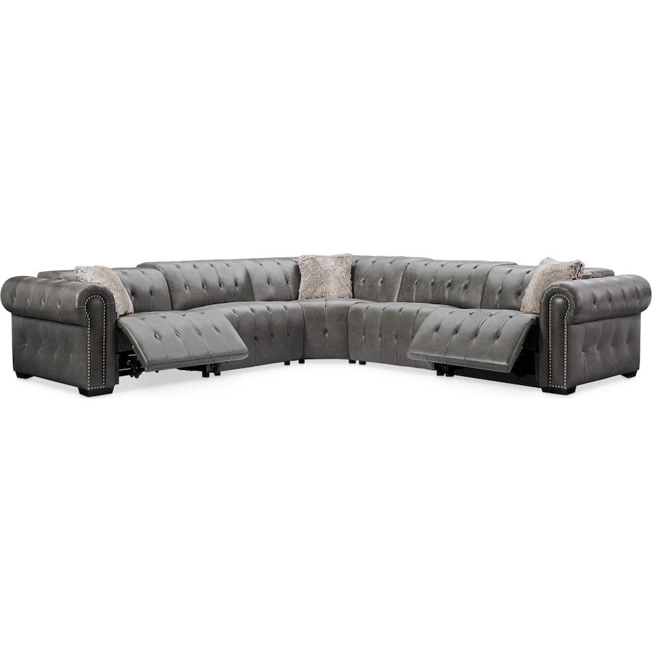 windsor park gray power reclining sectional   