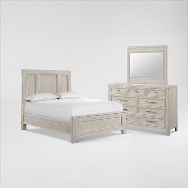 Windward Solid Wood 5-Piece Panel Bedroom Set with Dresser and Mirror