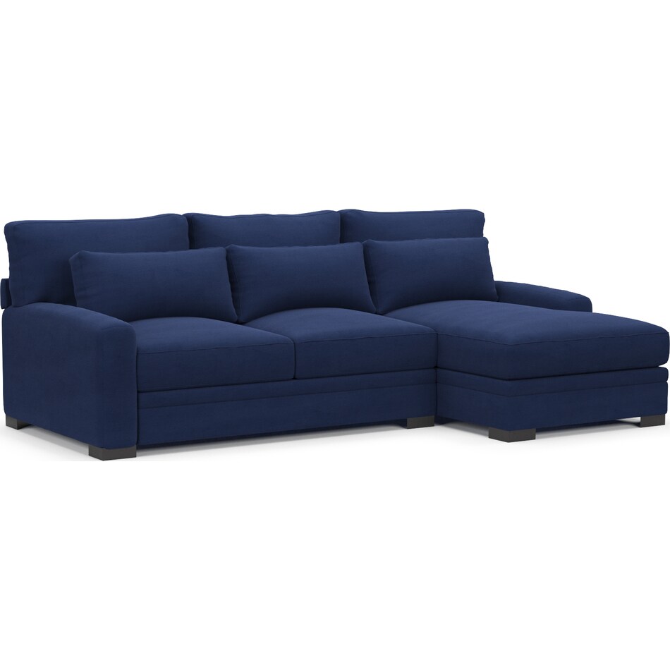winston blue  pc sectional with chaise   