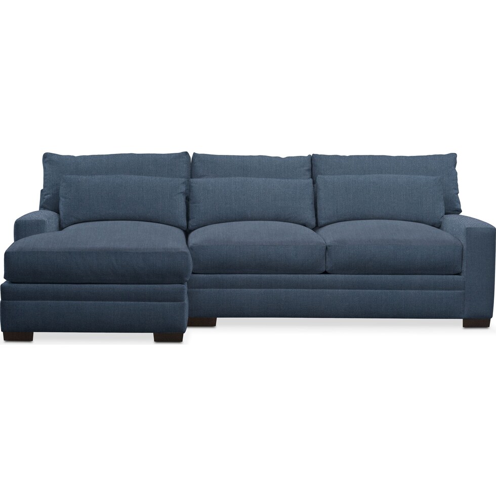 winston blue  pc sectional with left facing chaise   