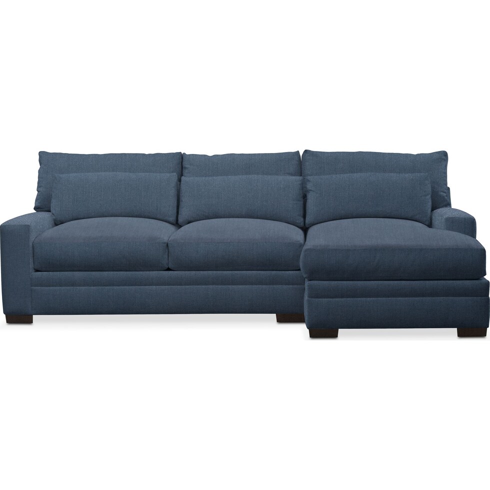 winston blue  pc sectional with right facing chaise   