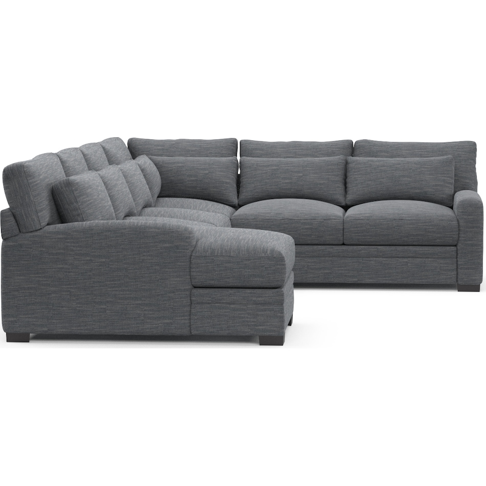 winston blue  pc sectional with left facing chaise   