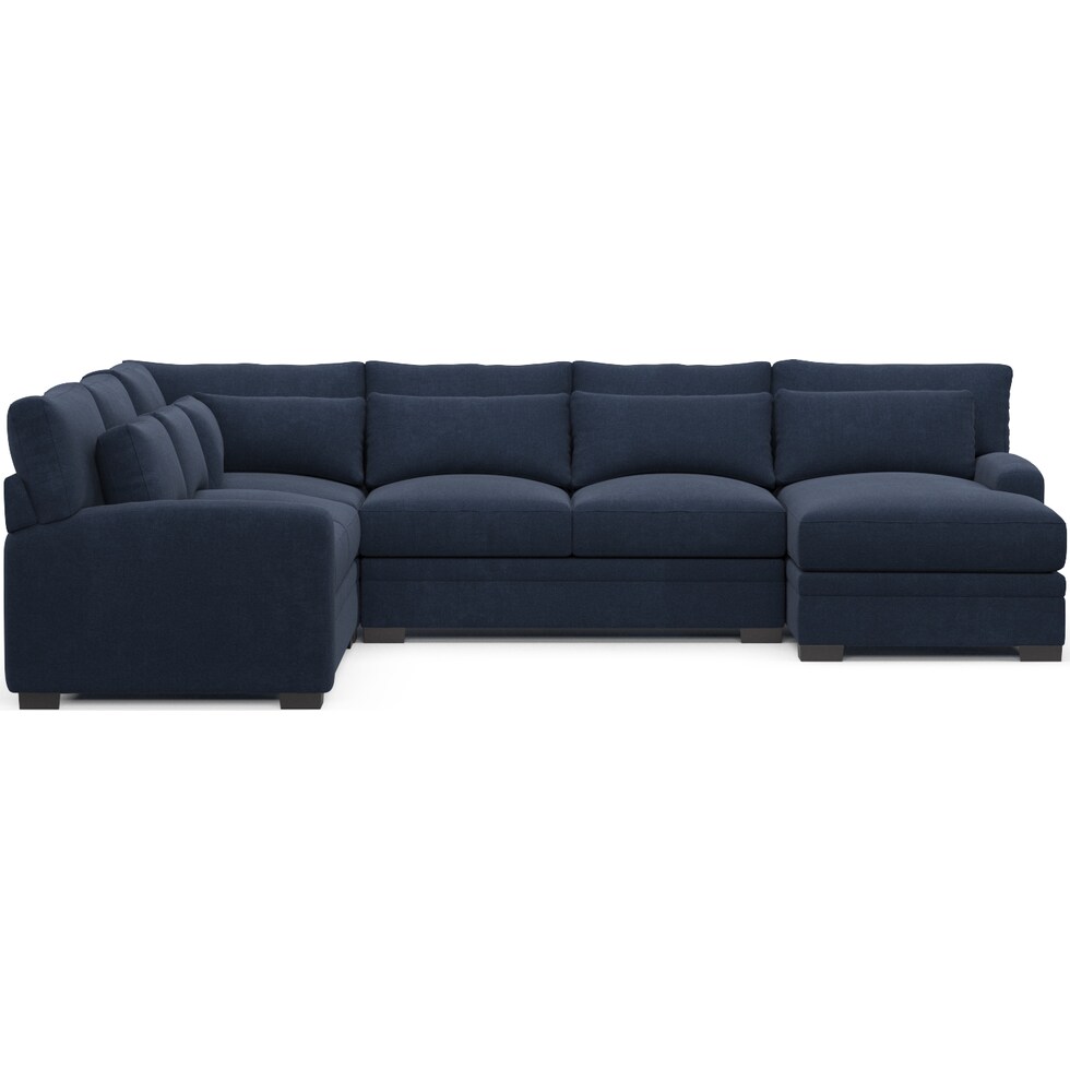 winston blue  pc sectional with right facing chaise   