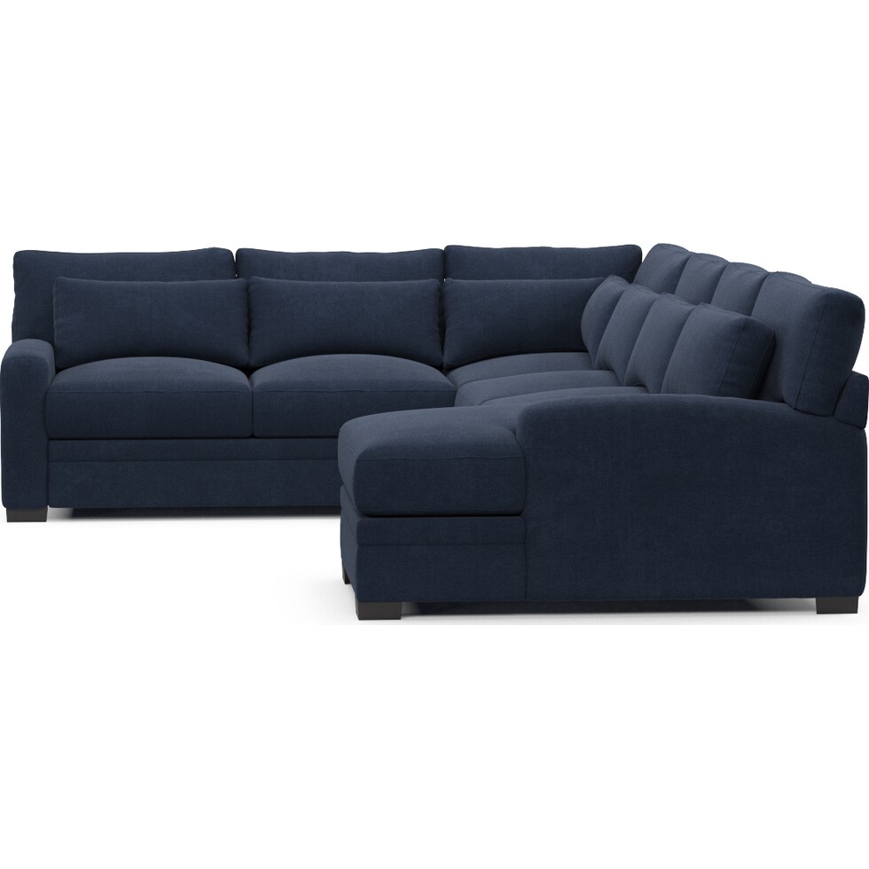 winston blue  pc sectional with right facing chaise   