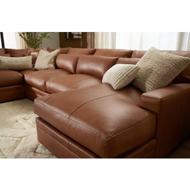 Winston 3-Piece Leather Foam Comfort Sectional with Dual Chaise - Bruno Canyon