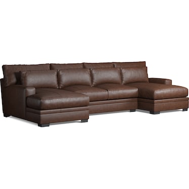 Winston 3-Piece Leather Sectional with Dual Chaise