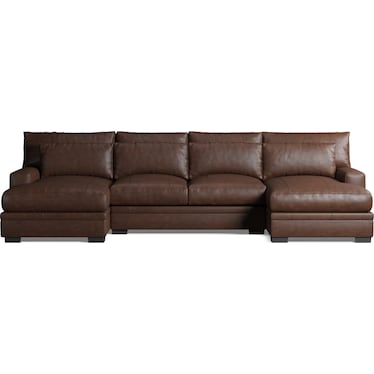 Winston 3-Piece Leather Sectional with Dual Chaise