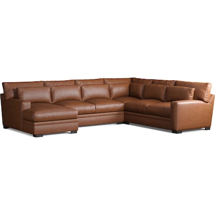 Winston 4-Piece Leather Sectional with Chaise