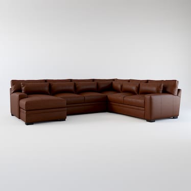 Winston 4-Piece Leather Sectional with Chaise