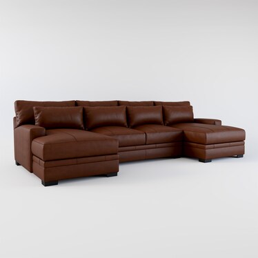 Winston 3-Piece Leather Sectional with Dual Chaise
