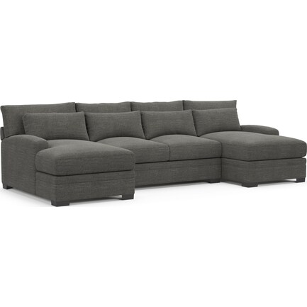 Winston Hybrid Comfort 3-Piece Sectional with Dual Chaise - Curious Charcoal