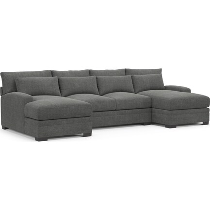 Winston Foam Comfort 3-Piece Sectional with Dual Chaise - Depalma Charcoal