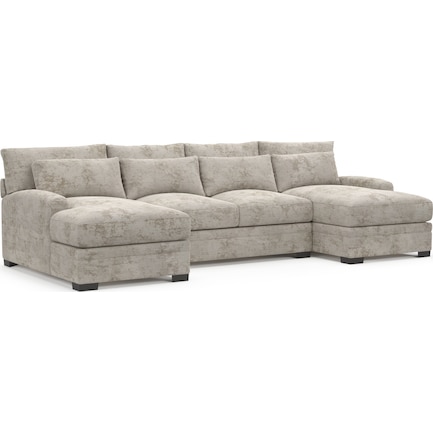 Winston Foam Comfort 3-Piece Sectional with Dual Chaise - Hearth Cement