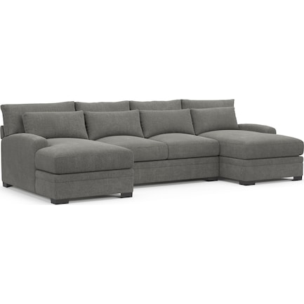 Winston Foam Comfort 3-Piece Sectional with Dual Chaise - Living Large Charcoal