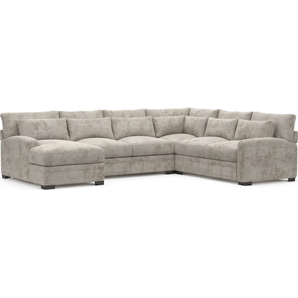 Winston Foam Comfort 4-Piece Sectional with Left-Facing Chaise - Hearth Cement