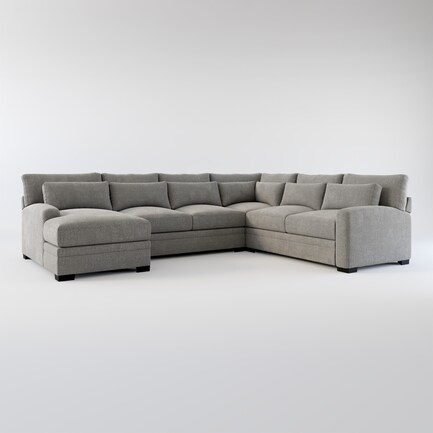 Winston Foam Comfort 4-Piece Sectional with Left-Facing Chaise - Living Large Charcoal