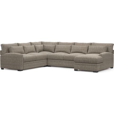 Winston Foam Comfort 4-Piece Sectional with Right-Facing Chaise - Mason Flint