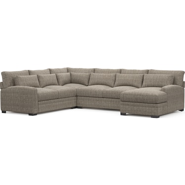 Winston Hybrid Comfort 4-Piece Sectional with Right-Facing Chaise - Mason Flint