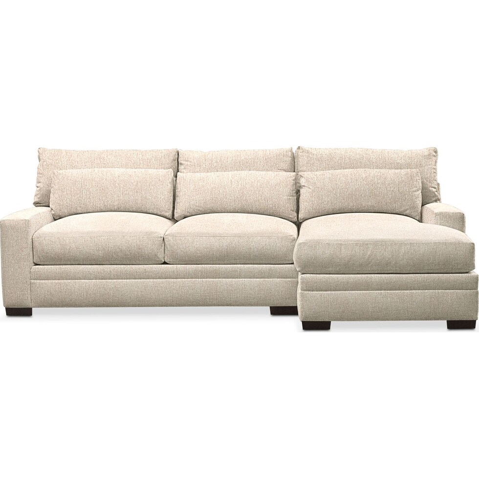 winston light brown  pc sectional with right facing chaise   