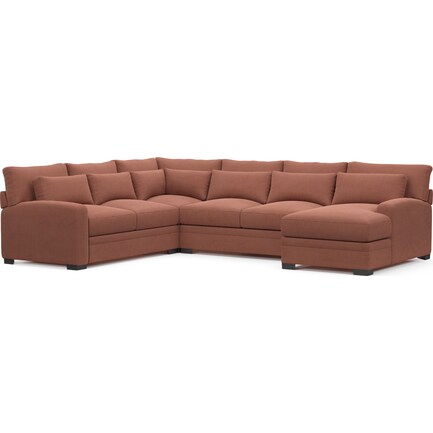 Winston Hybrid Comfort 4-Piece Sectional with Right-Facing Chaise - Bella Rosewood