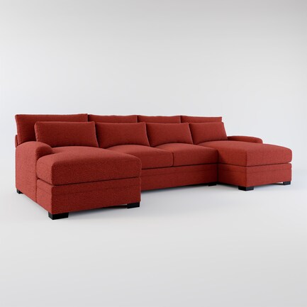 Winston Foam Comfort 3-Piece Sectional with Dual Chaise - Bloke Brick