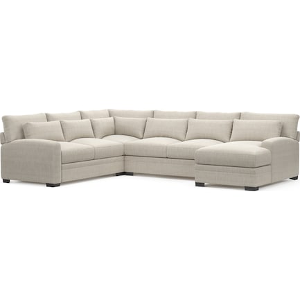 Winston Foam Comfort 4-Piece Sectional with Right-Facing Chaise - Mason Porcelain