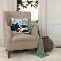 winter camping blue accent pillow   