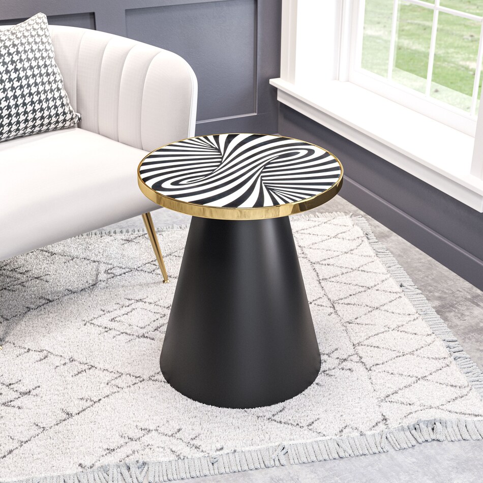 wonka black white side table   