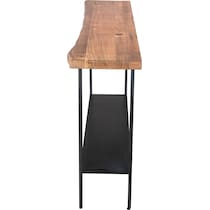 woodsy natural and black console table   