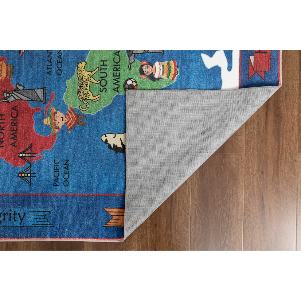 world map blue area rug  x    