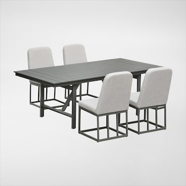 Yarmouth Outdoor Dining Table and 4 Upholstered Chairs