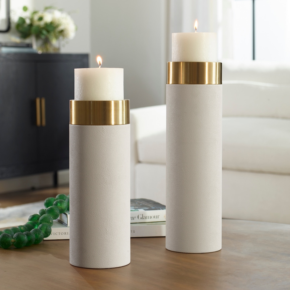 yuma white candleholders   