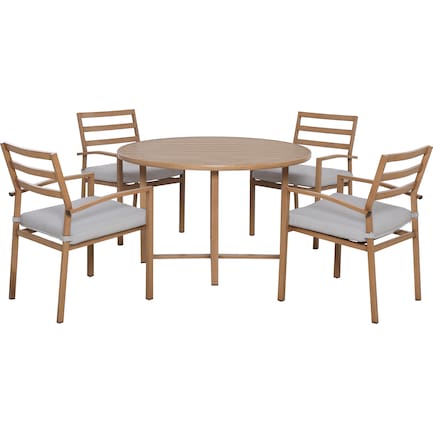 Zanita Outdoor Dining Table and 4 Chairs - Natural