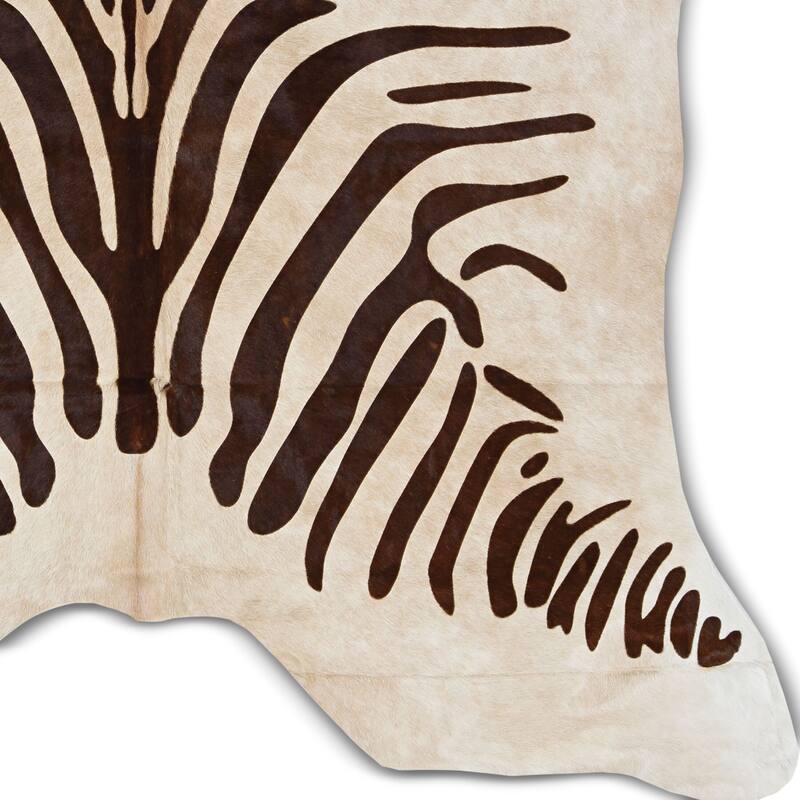 Zebra Cowhide 5' x 8' Area Rug Brown American Signature Furniture