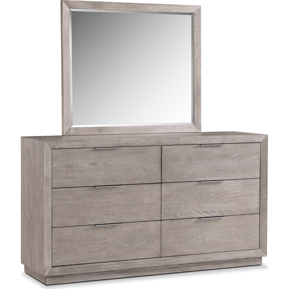 zen gray dresser & mirror   