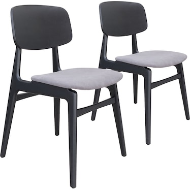 Zenon Set of 2 Dining Chairs - Gray/Black