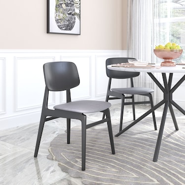 Zenon Set of 2 Dining Chairs - Gray/Black