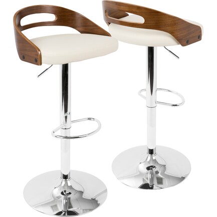 Zigmund Set of 2 Adjustable Bar Stools - White/Brown