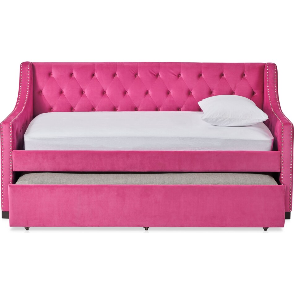 Zoey Twin Trundle Daybed Pink American Signature Furniture