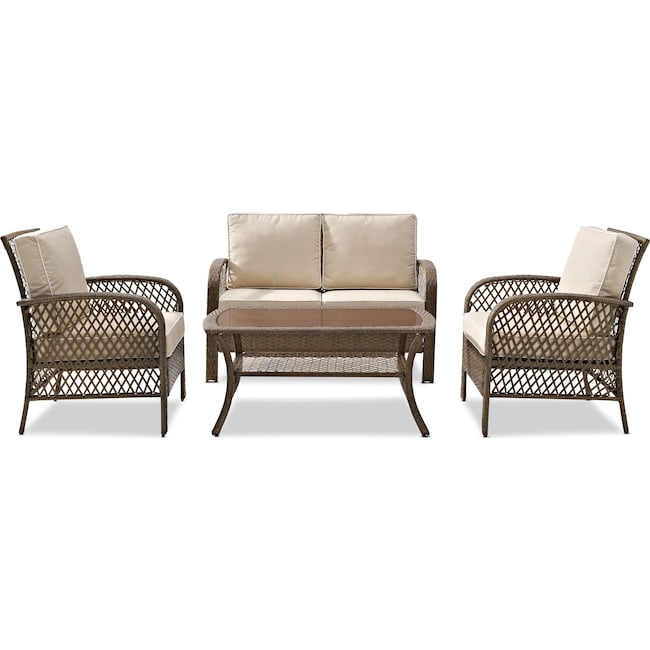 Outdoor Furniture - Zuma Outdoor Loveseat, 2 Chairs, and Coffee Table Set