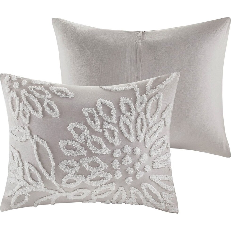 zuri gray white king california king bedding set   