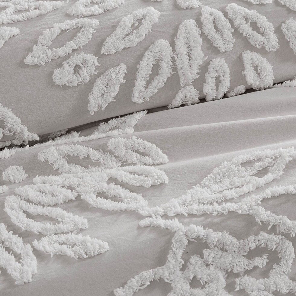 zuri gray white king california king bedding set   
