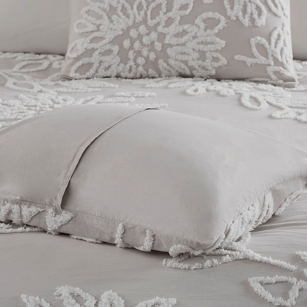 zuri gray white king california king bedding set   
