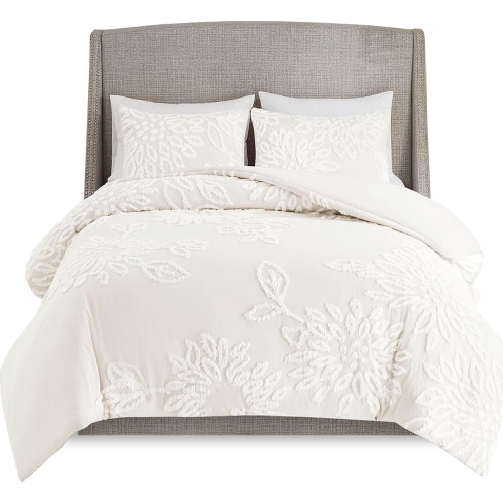 zuri white full queen bedding set   
